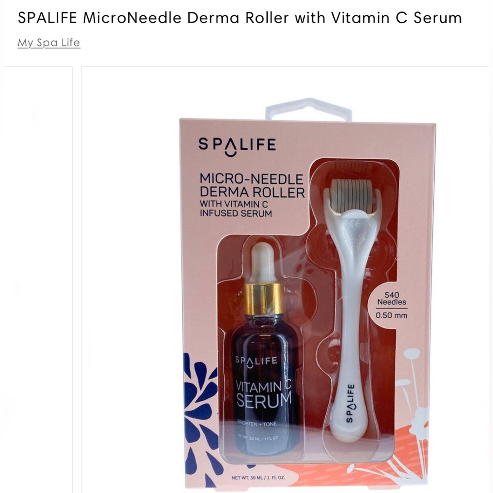 NWT SPALIFE MicroNeedle Derma Roller with Vitamin C Serum Kit